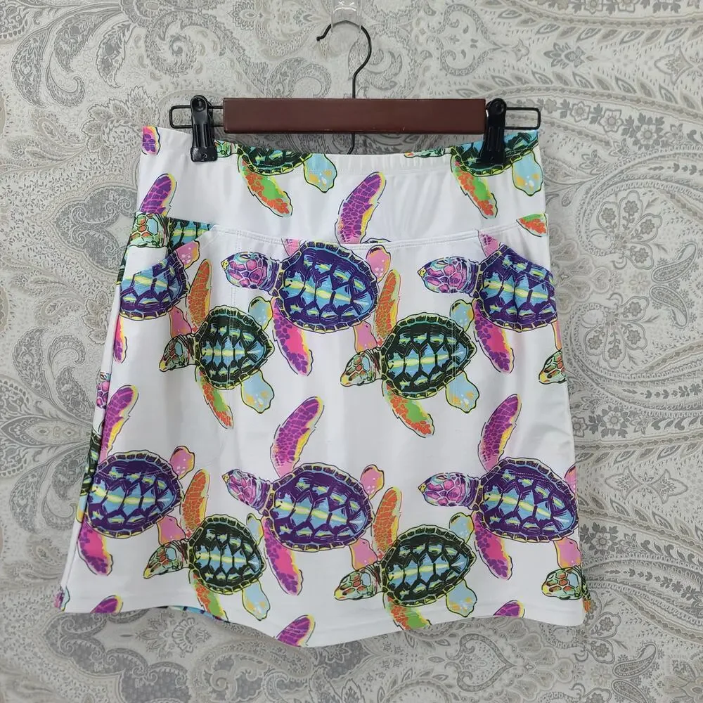 B Skinz skort Sz Medium Turtle print Golf Pickleball UPF Athleisure Performance - Picture 2 of 6